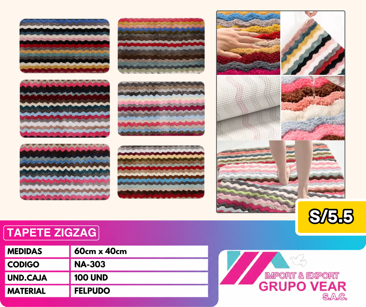 TAPETE ZIGZAG (100 UND)