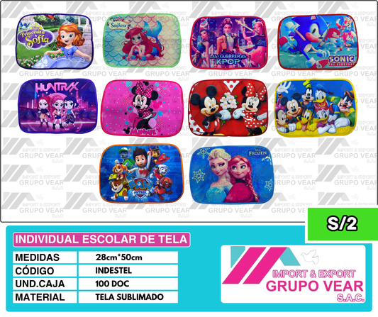 INDIVIDUAL ESCOLAR DE TELA (100 DOC)