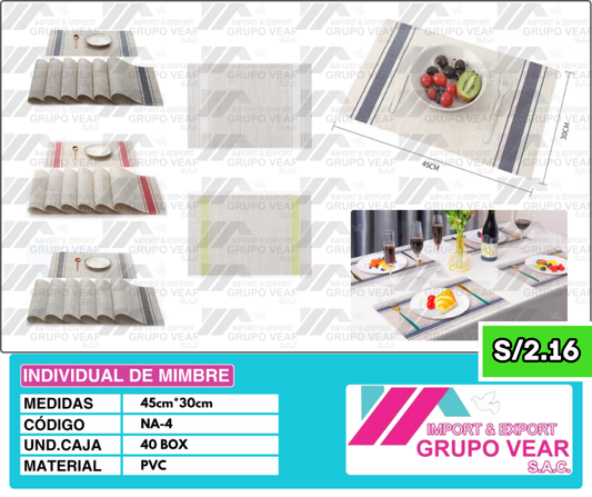 INDIVIDUAL DE MIMBRE (40 SETS)