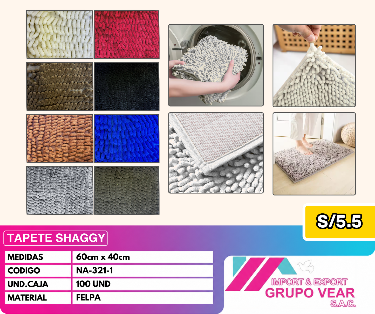TAPETE SHAGGY (100 UNIDADES)