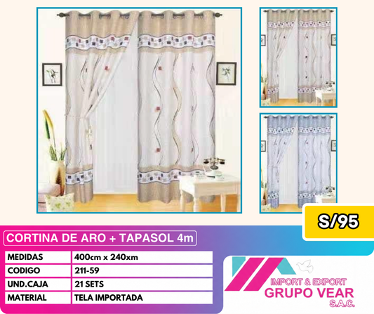CORTINA DE ARO + TAPASOL 4MTS (21 SETS)
