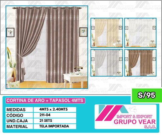 CORTINA DE ARO + TAPASOL 4MTS (21 SETS)
