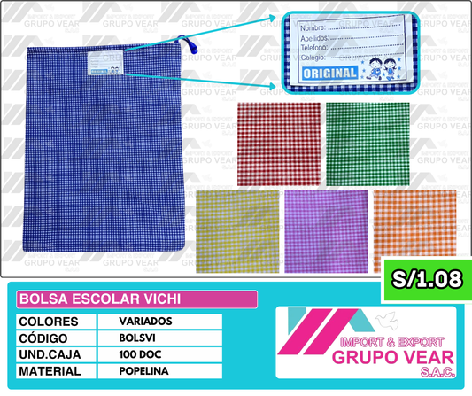 BOLSA ESCOLAR VICHI (100 DOC)