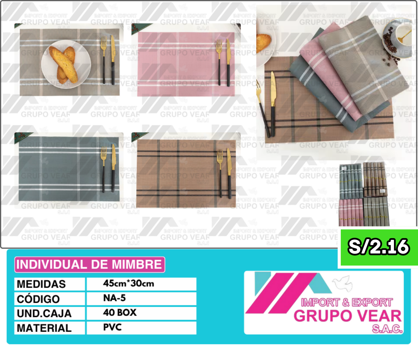 INDIVIDUAL DE MIMBRE (40 SETS)