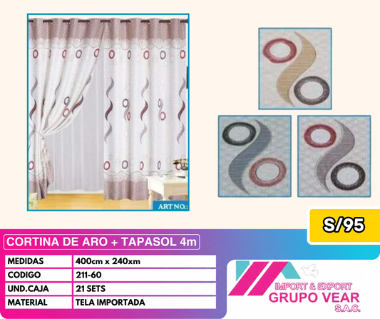 CORTINA DE ARO + TAPASOL 4MTS (21 SETS)