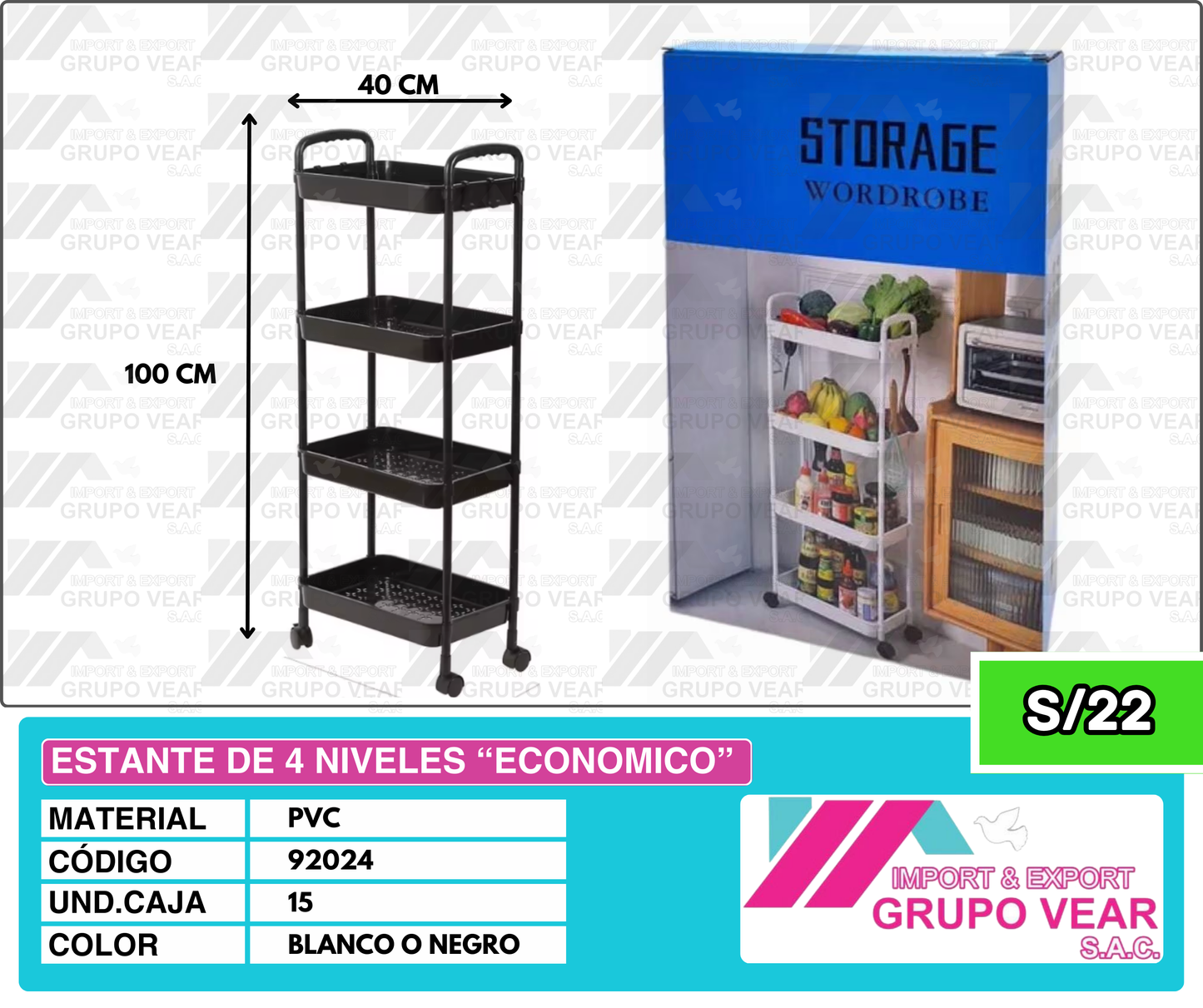 ESTANTE DE 4 NIVELES ECONOMICO (15UND)