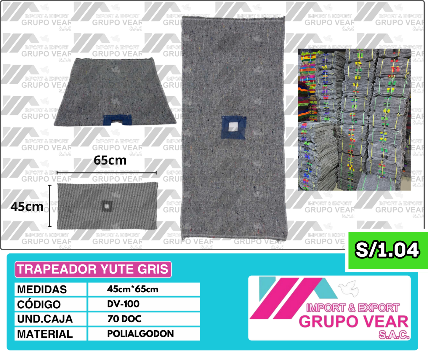 TRAPEADOR YUTE GRIS (70 DOCENAS)
