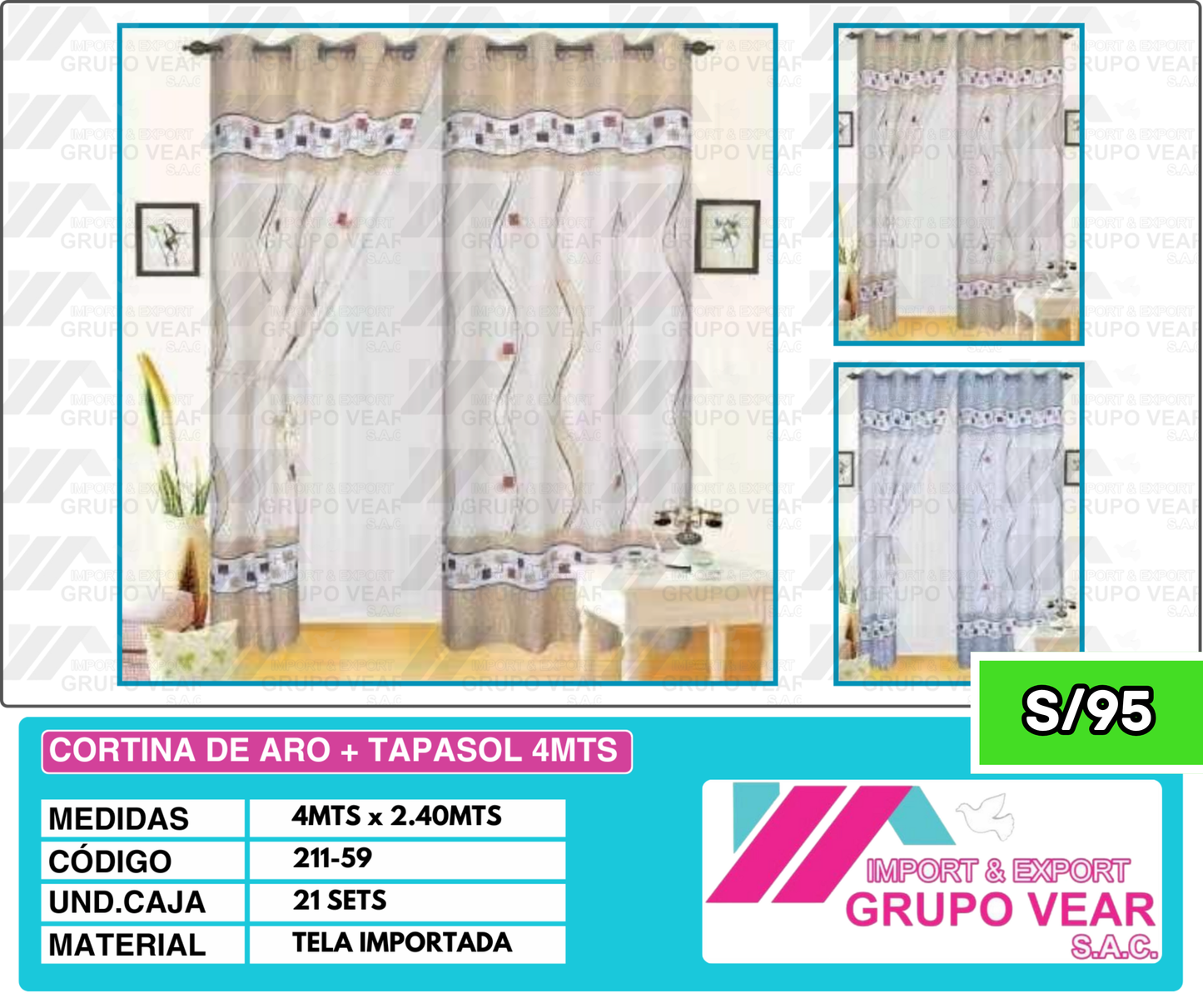 CORTINA DE ARO + TAPASOL 4MTS (21 SETS)
