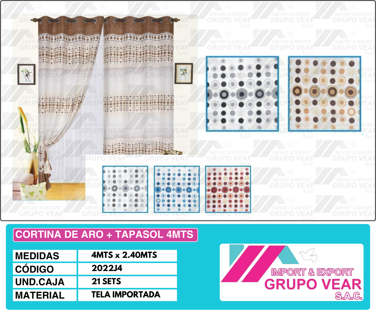 CORTINA DE ARO + TAPASOL 4MTS (21 SETS)