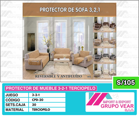 PROTECTOR DE MUEBLE 3-2-1 TERCIOPELO (20SETS)