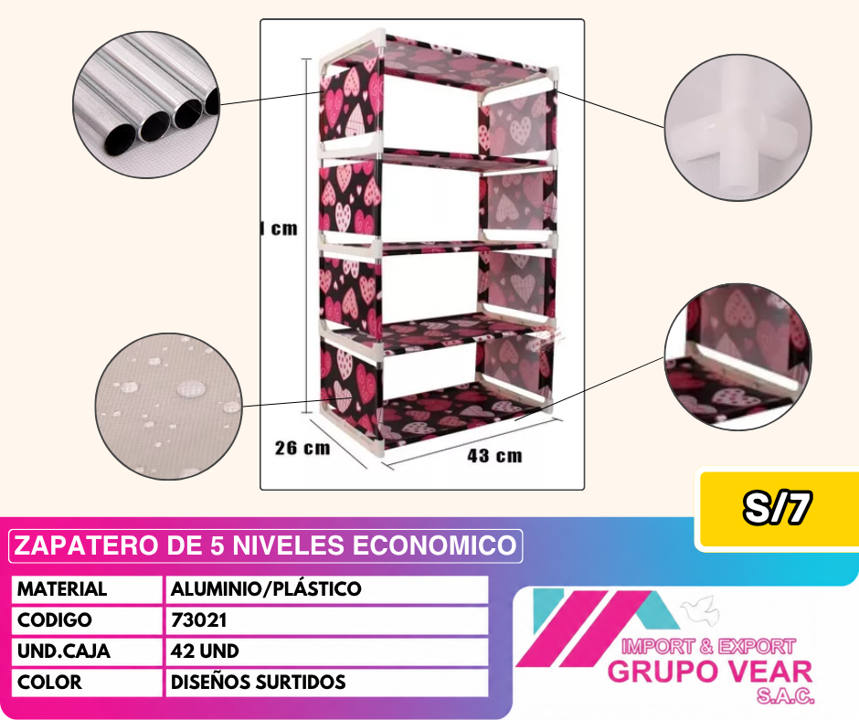 ZAPATERO ECONÓMICO DE 5 NIVELES (42 UNIDADES)