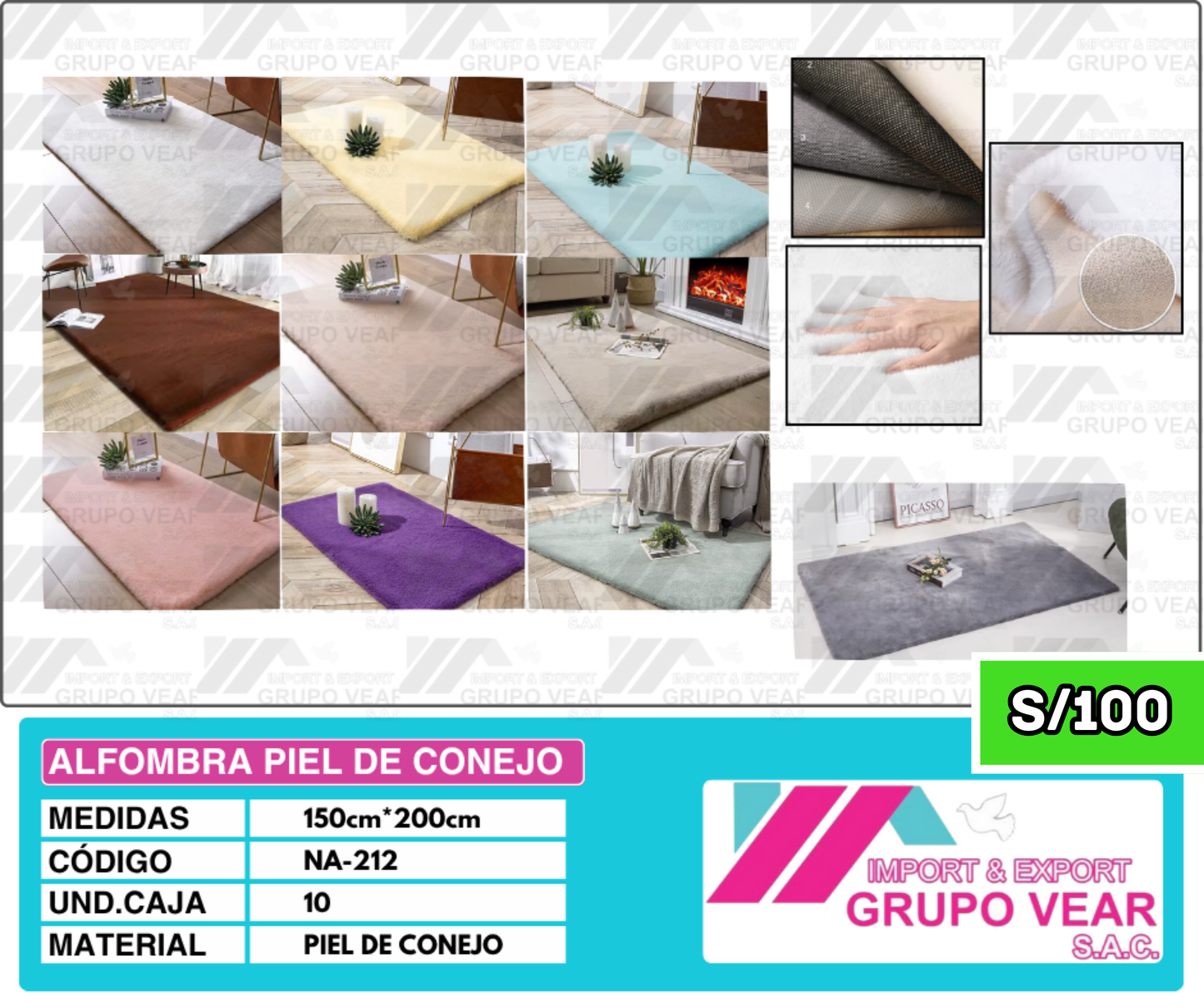 ALFOMBRA PIEL DE CONEJO (10 UNIDADES)