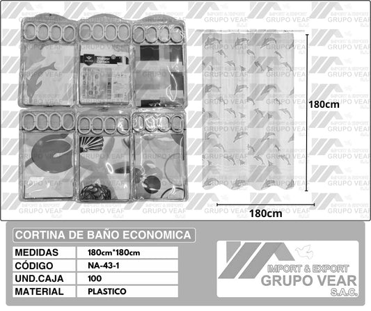 CORTINA DE BAÑO ECONOMICA (100 UNIDADES)