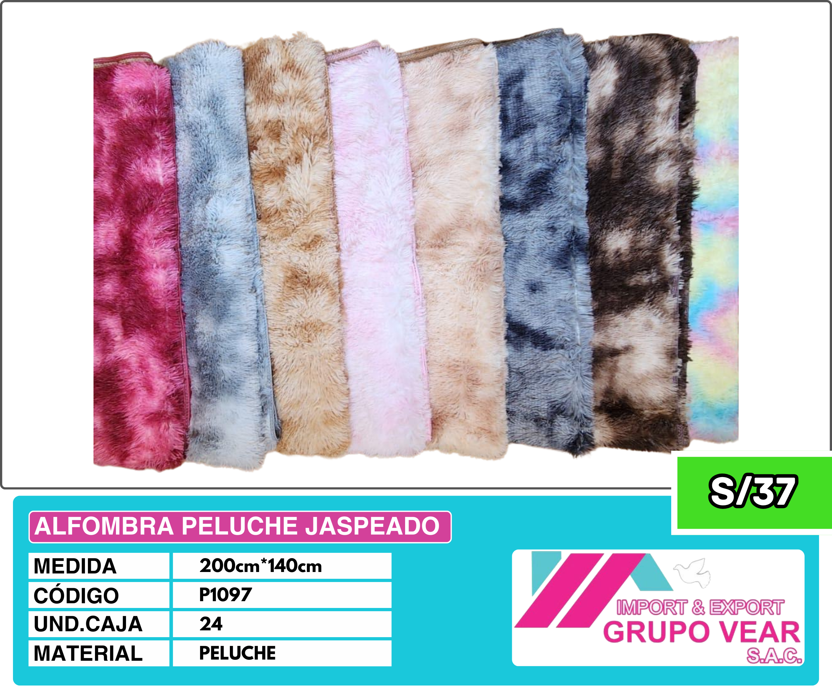 ALFOMBRA PELUCHE JASPEADO 200X140CM