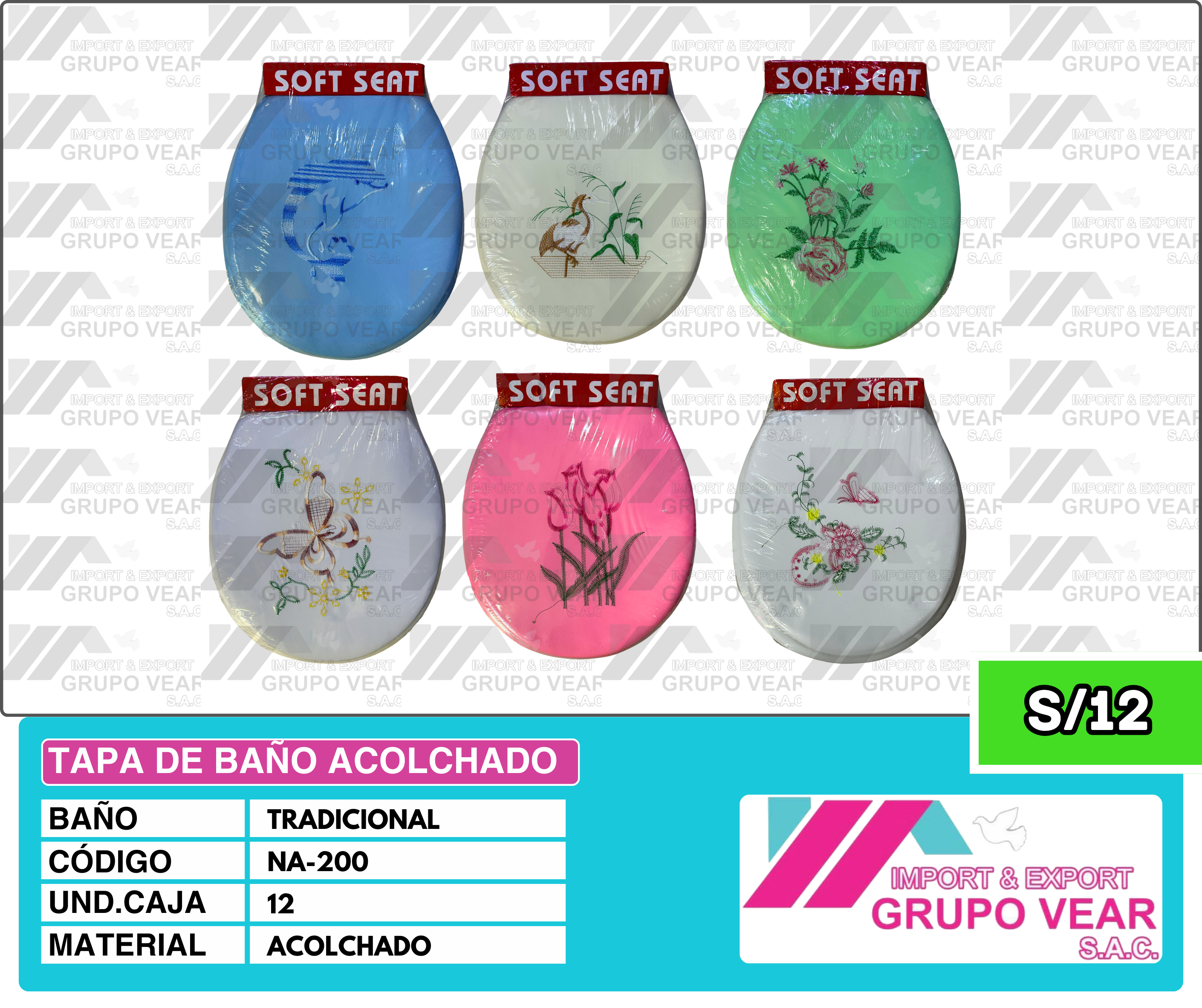 TAPA DE BAÑO ACOLCHADO (12 UND)