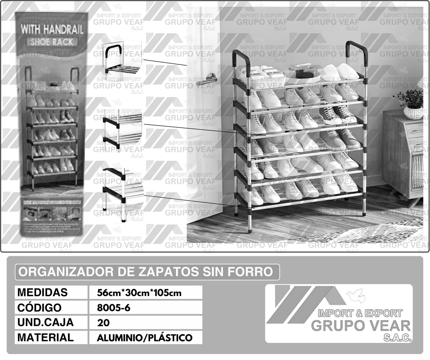 ORGANIZADOR DE ZAPATOS SIN FORRO (20 UNIDADES)