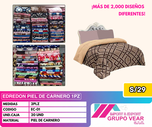 EDREDÓN PIEL DE CARNERO 1 PIEZA (20 UNIDADES)