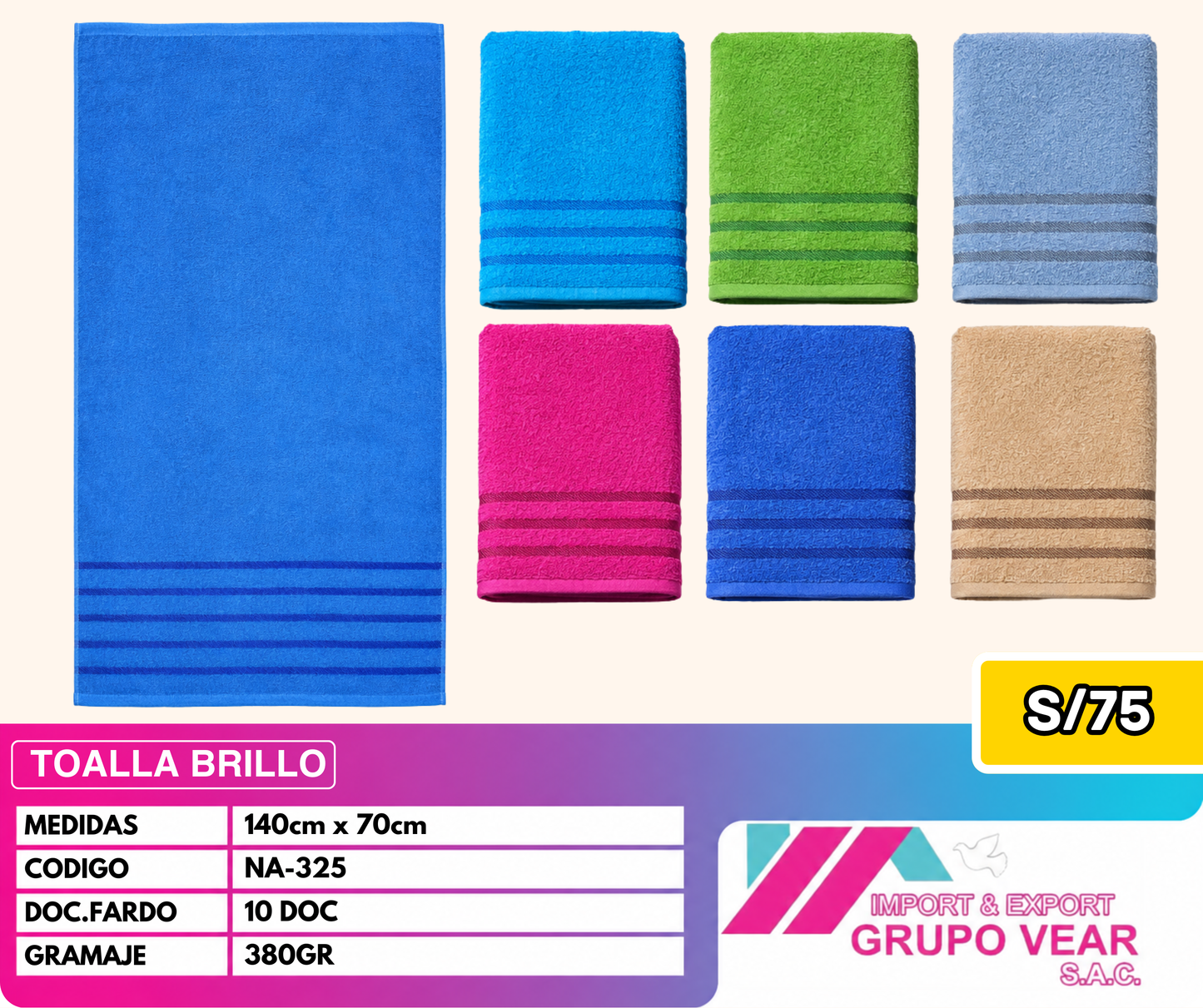 TOALLA ECONOMICA BRILLO (10 DOCENAS)
