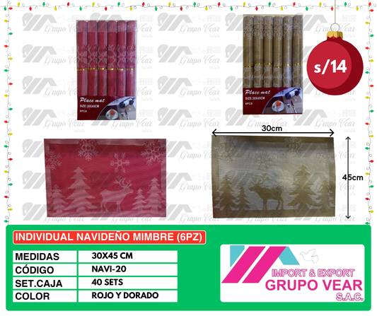 INDIVIDUAL NAVIDEÑO MIMBRE 1 (6PZ)