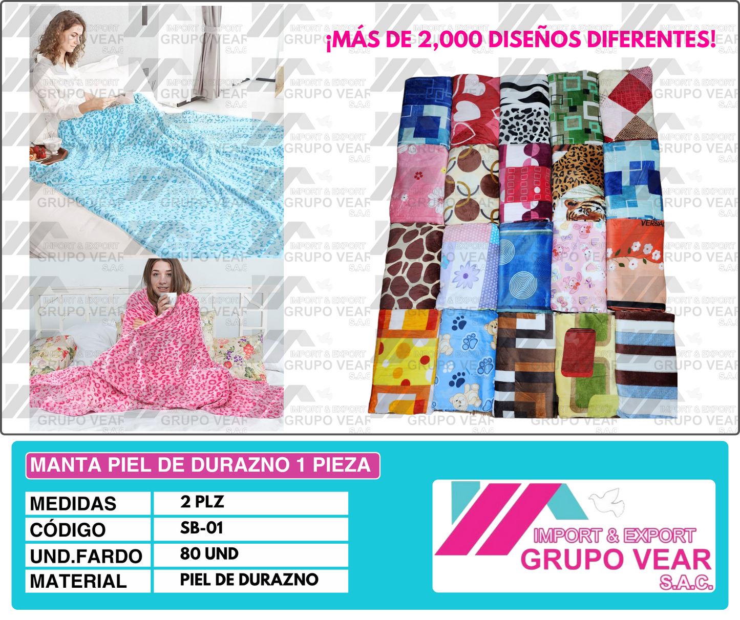 MANTA PIEL DE DURAZNO 1 PIEZA (80 UNIDADES)