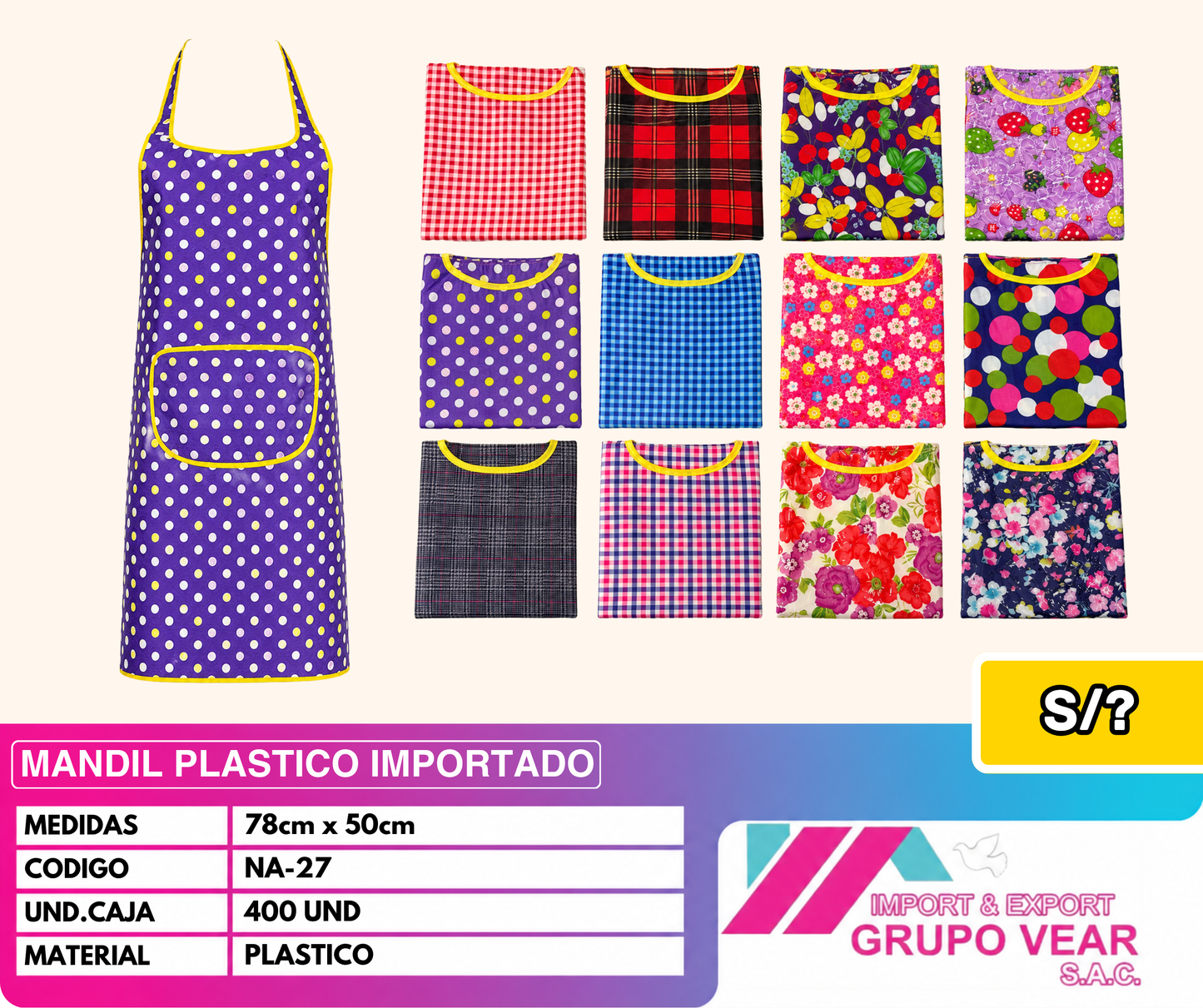 MANDIL PLASTICO IMPORTADO (400 UND)