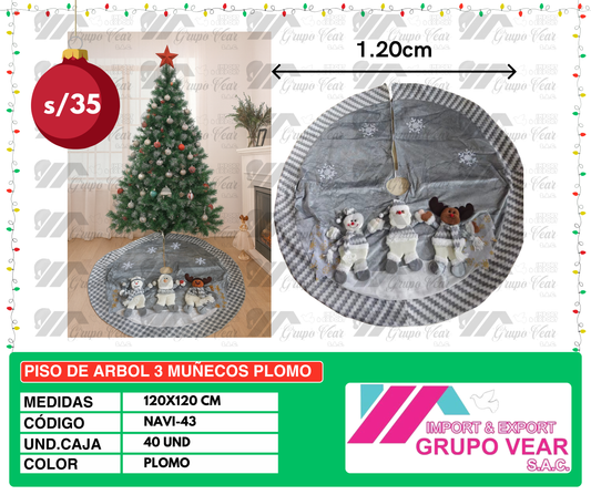 PISO DE ARBOL 3 MUÑECOS PLOMO