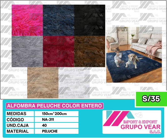 ALFOMBRA PELUCHE COLOR ENTERO 200X150 (40 UNIDADES)