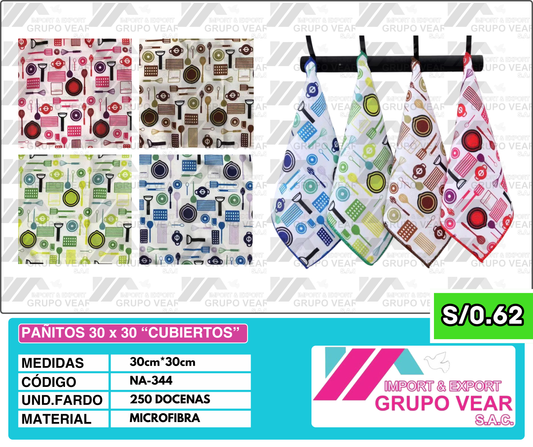 PAÑITOS 30X30 "CUBIERTOS" (250 DOC)