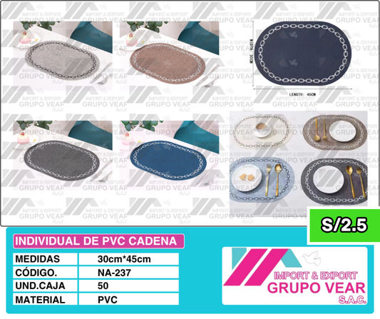INDIVIDUAL DE PVC CADENA (50 SETS)