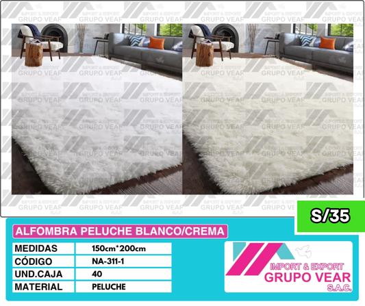 ALFOMBRA PELUCHE BLANCO/CREMA (40 UNIDADES)