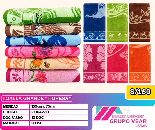 TOALLA CLASICA "TIGRESA" (10 DOC)