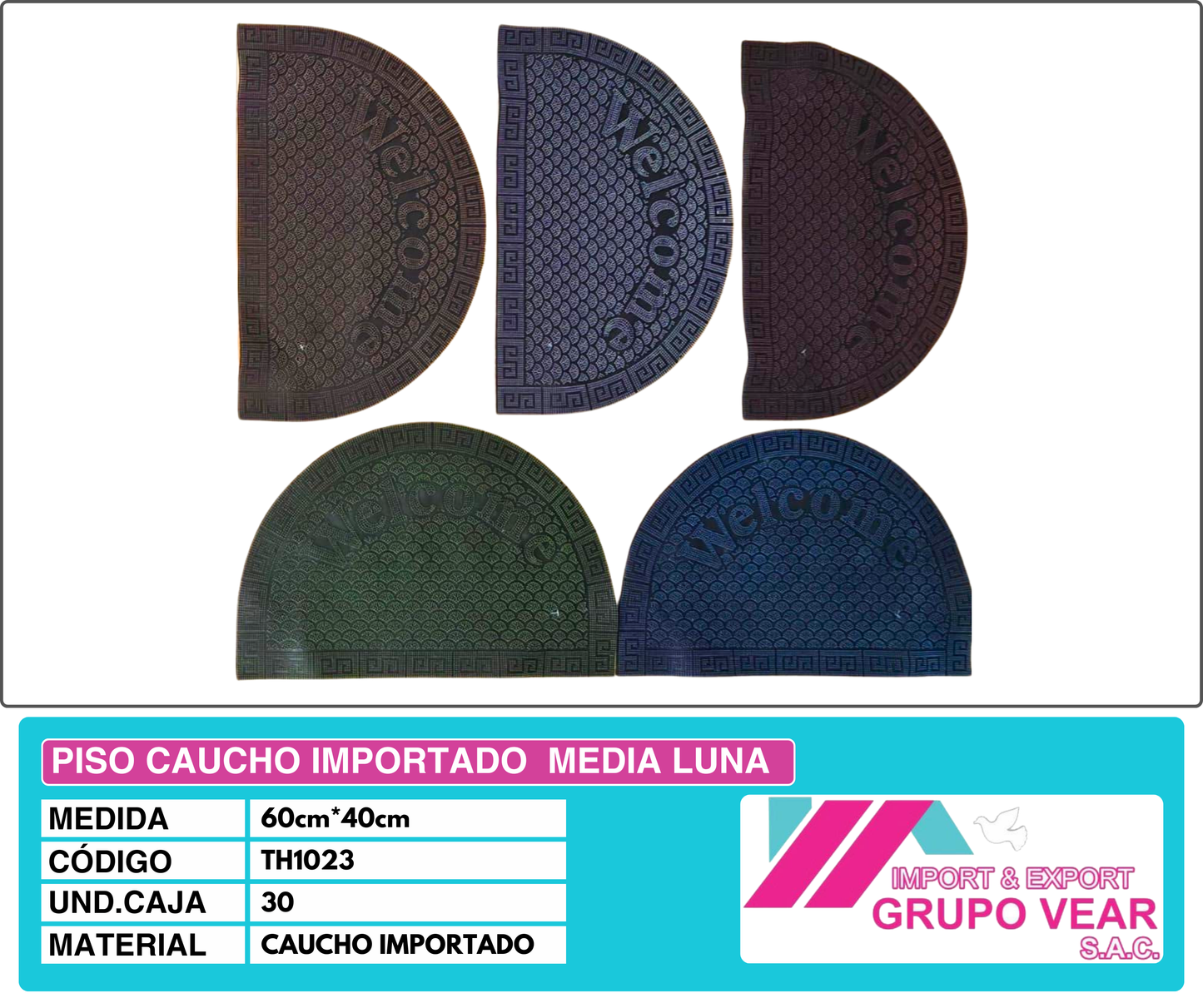 PISO CAUCHO IMPORTADO MEDIA LUNA