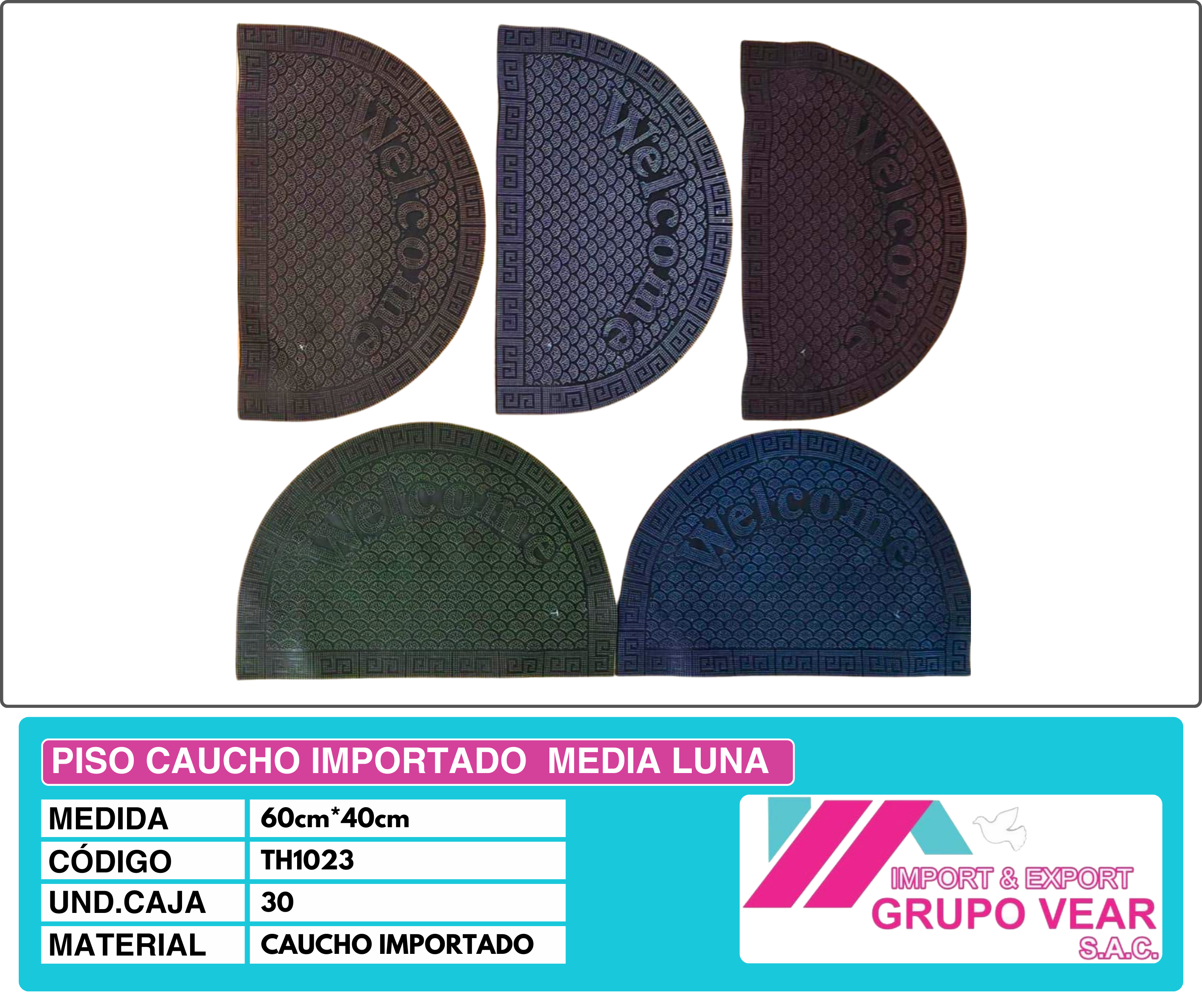 PISO CAUCHO IMPORTADO MEDIA LUNA