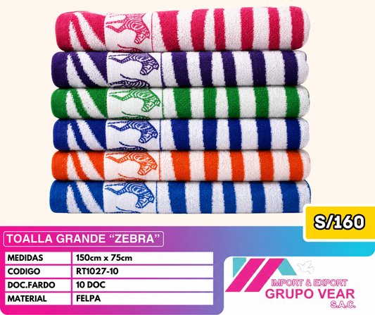 TOALLA GRANDE ZEBRA (10 DOC)