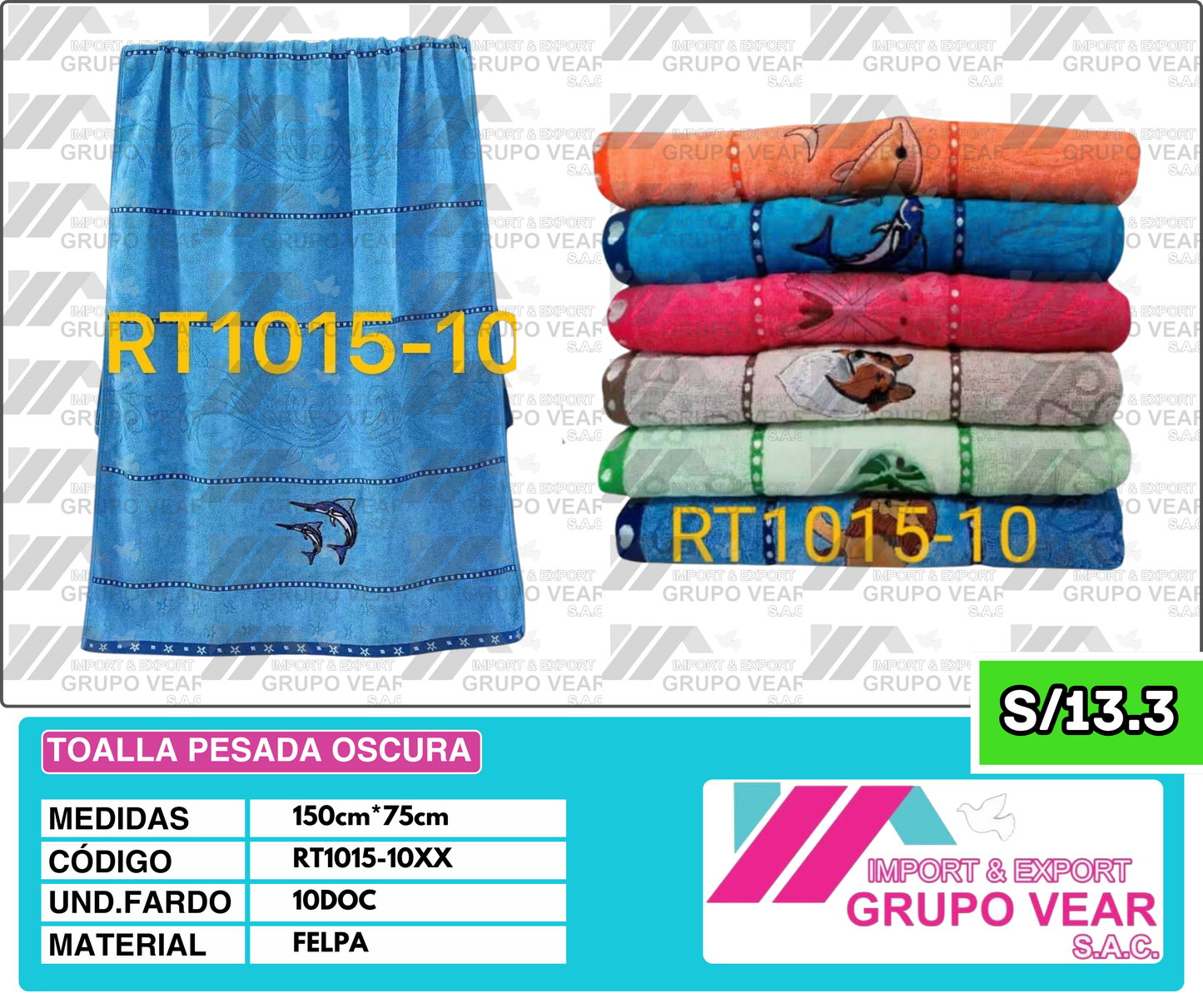 TOALLA PESADA OSCURA (10 DOC)