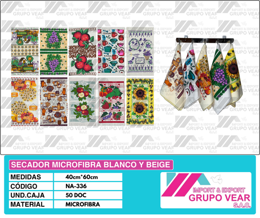 SECADOR MICROFIBRA BLANCO Y BEIGE