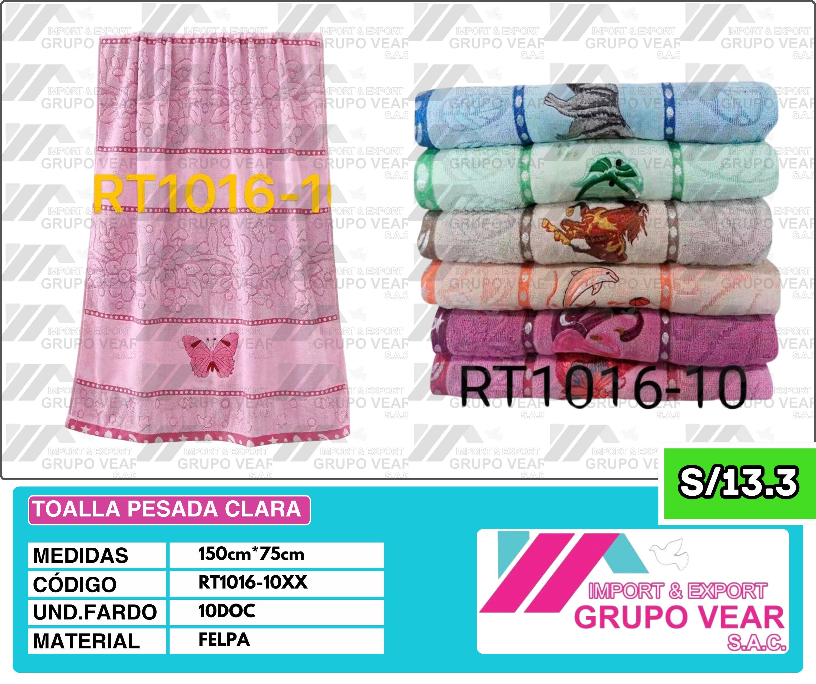 TOALLA PESADA CLARA (10 DOC)