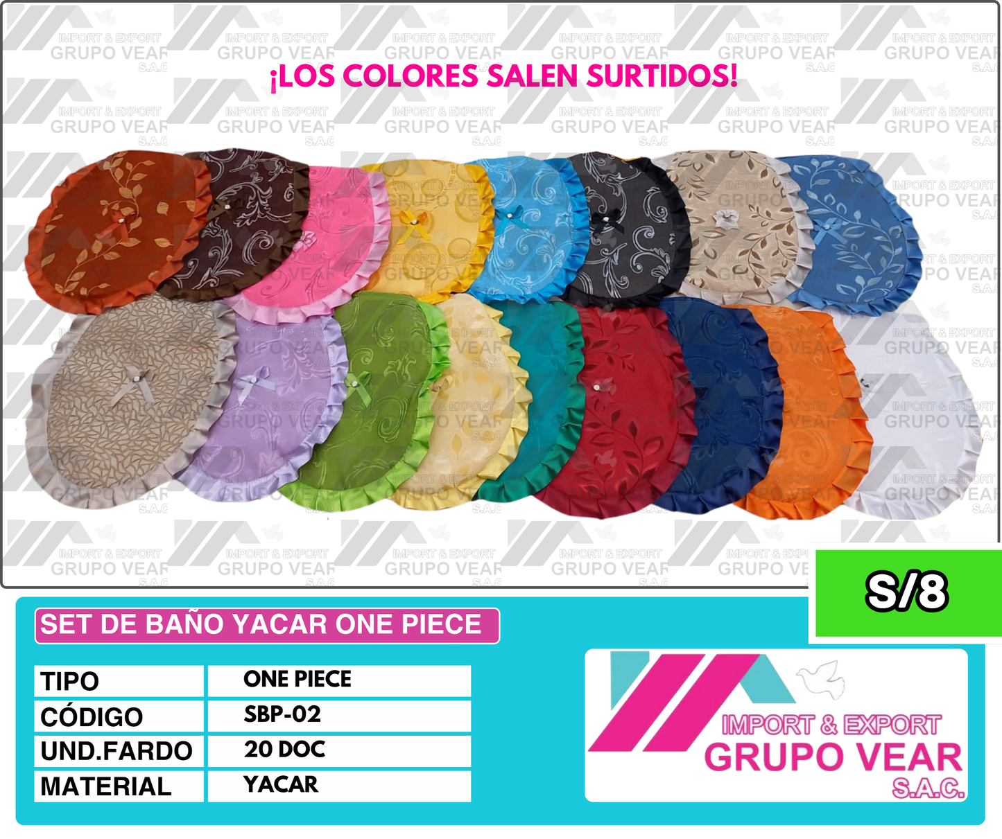 SET DE BAÑO YACAR ONE PIECE (20 DOC)