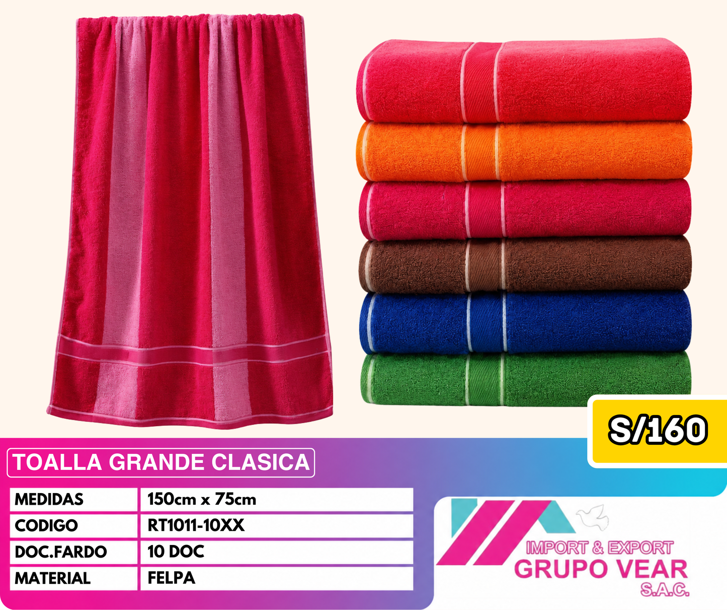 TOALLA GRANDE CLASICA (10 DOC)