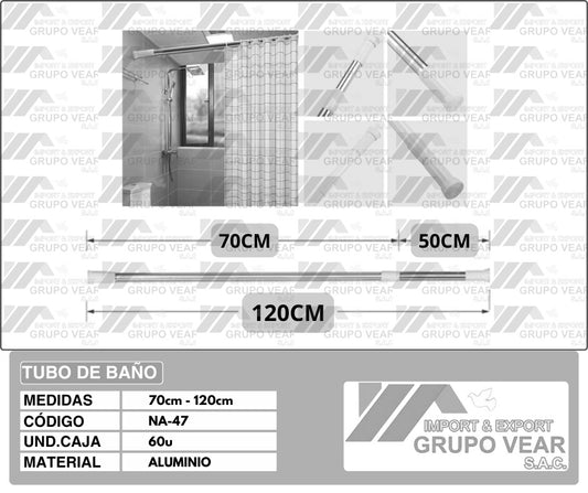 TUBO DE BAÑO 70CM A 120CM (60 UNIDADES)