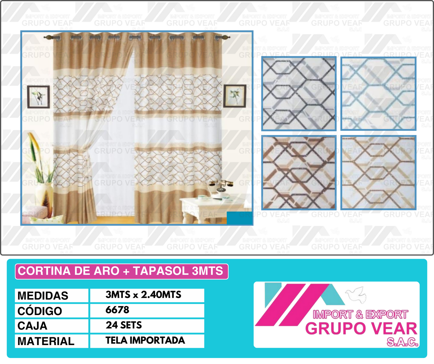 CORTINA DE ARO + TAPASOL 3MTS (24 SETS)