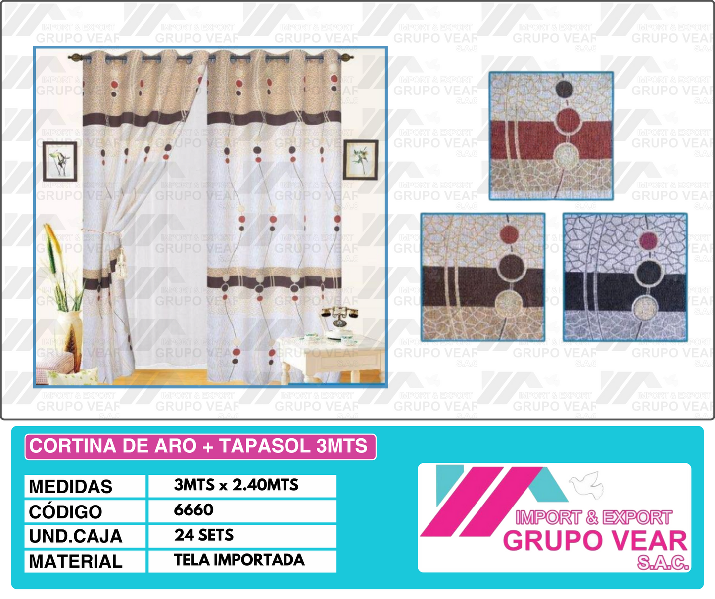 CORTINA DE ARO + TAPASOL 3MTS (24 SETS)
