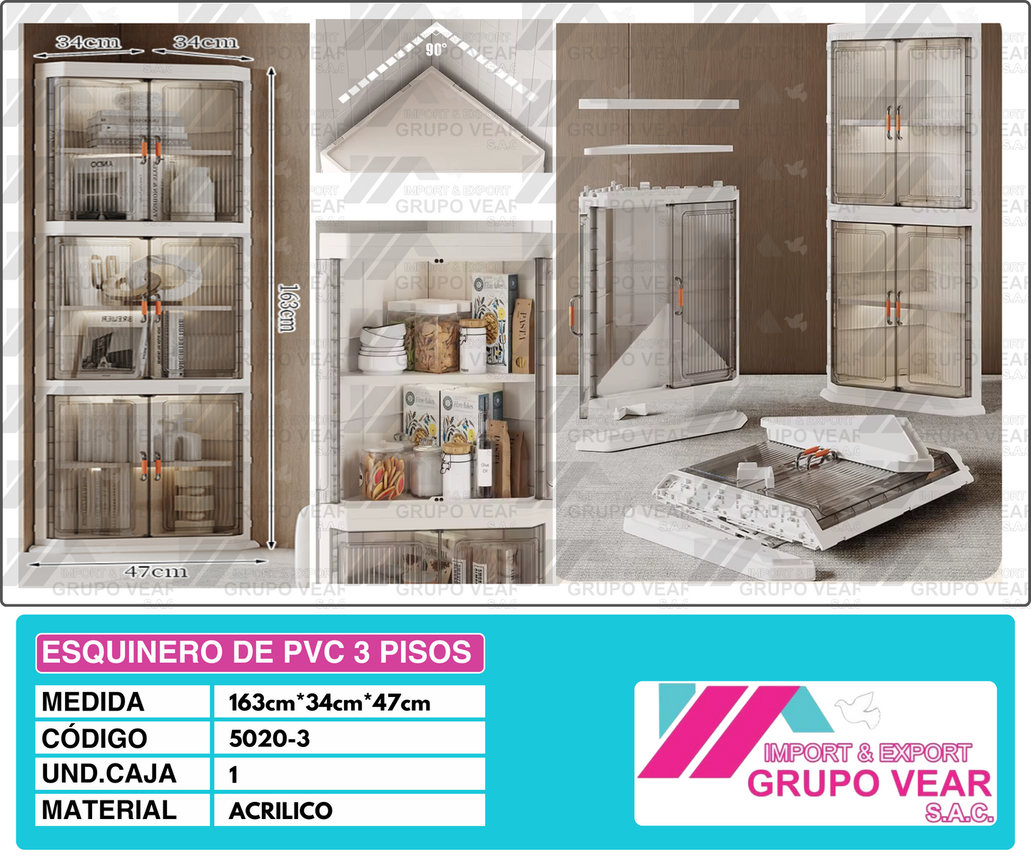 ESQUINERO DE PVC 3 PISOS