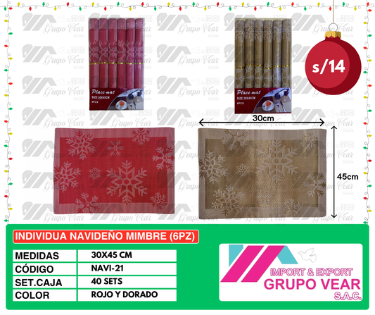 INDIVIDUAL NAVIDEÑO MIMBRE 2 (6PZ)