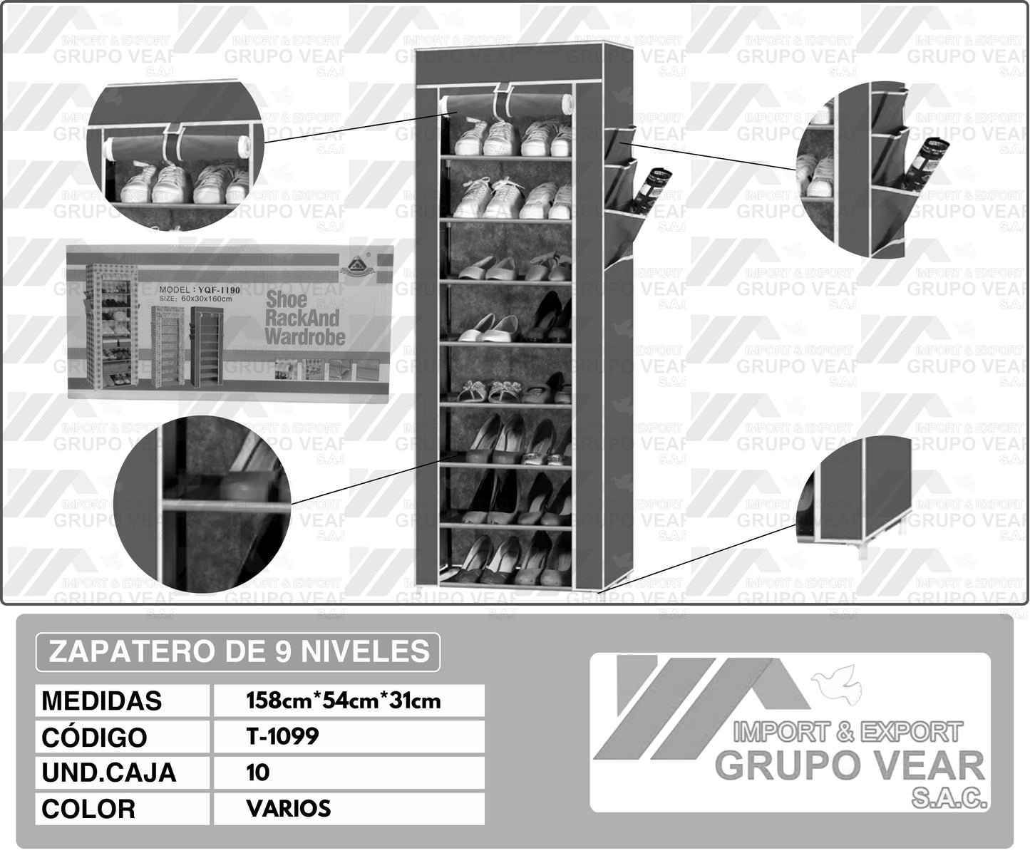 ZAPATERO DE 9 NIVELES (10 UNIDADES)