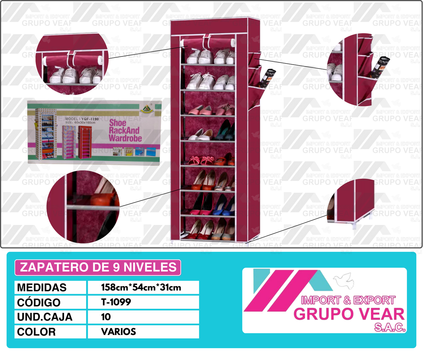 ZAPATERO DE 9 NIVELES (10 UNIDADES)