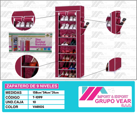 ZAPATERO DE 9 NIVELES (10 UNIDADES)
