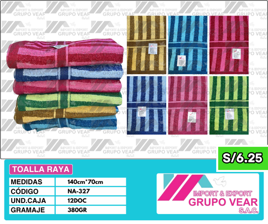 TOALLA ECONOMICA RAYA (12 DOCENAS)