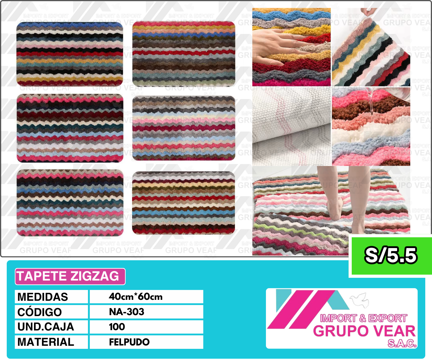 TAPETE ZIGZAG (100 UND)