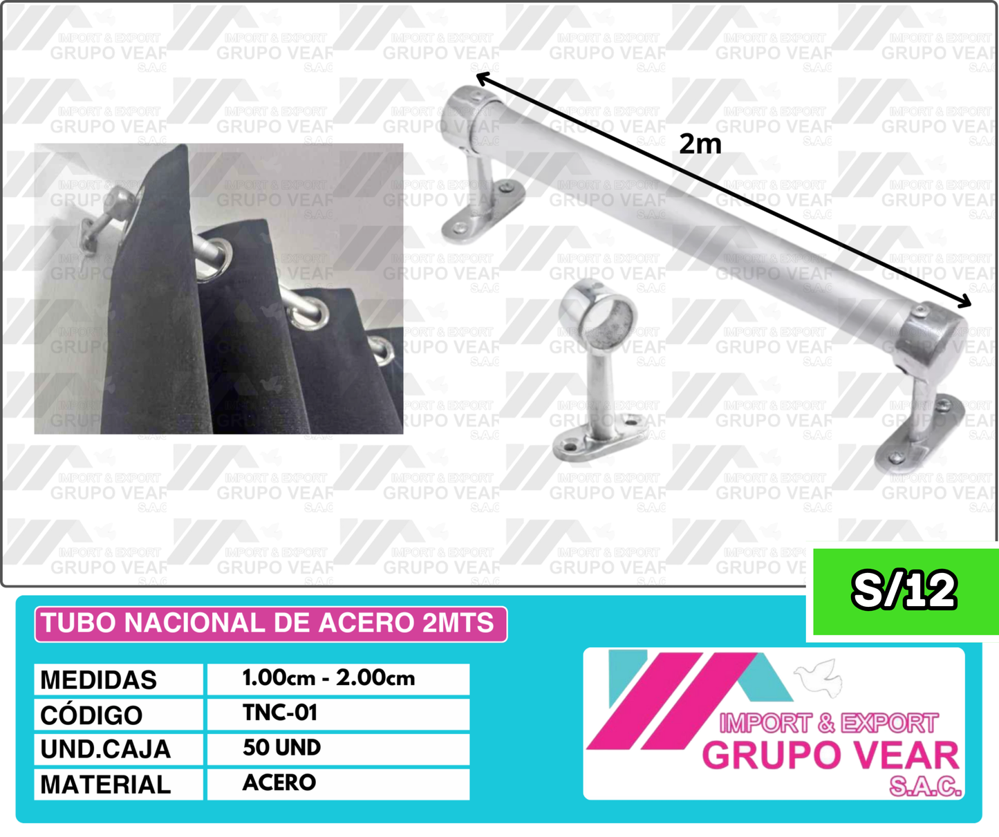 TUBO NACIONAL DE ACERO 2MTS